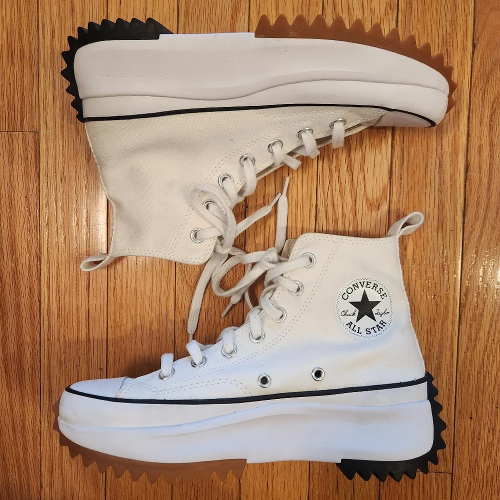 Converse White Run Star Hike Hi Platform Shoes 166799C - Picture 1 of 8